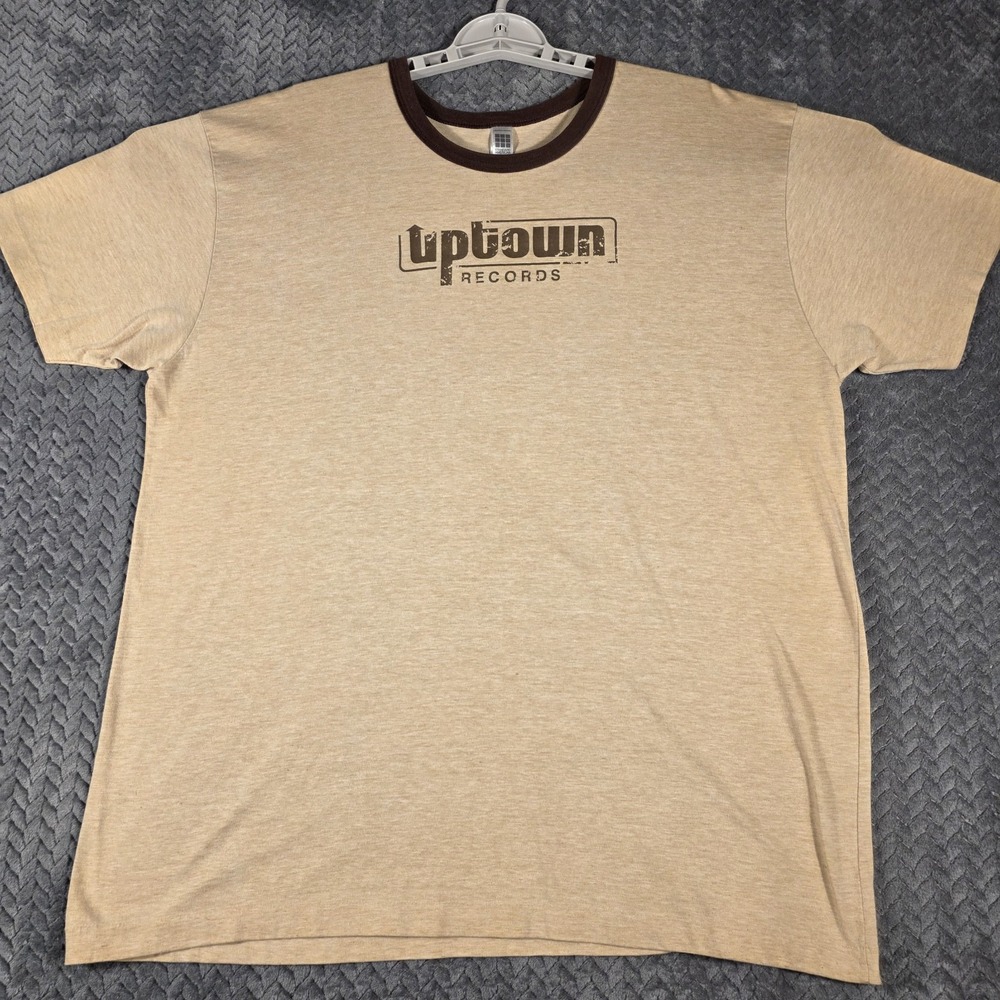 Vintage Uptown Records T-Shirt Men XL Tan Ringer Minneapolis Record Store USA